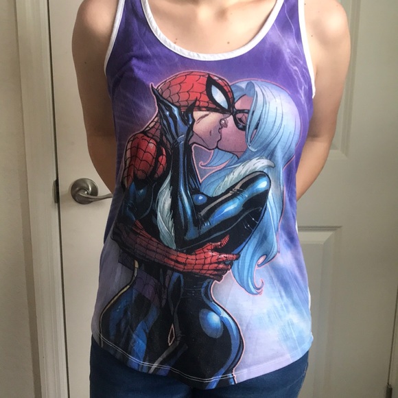 Hot Topic Tops - Spider-Man/Black Cat Top